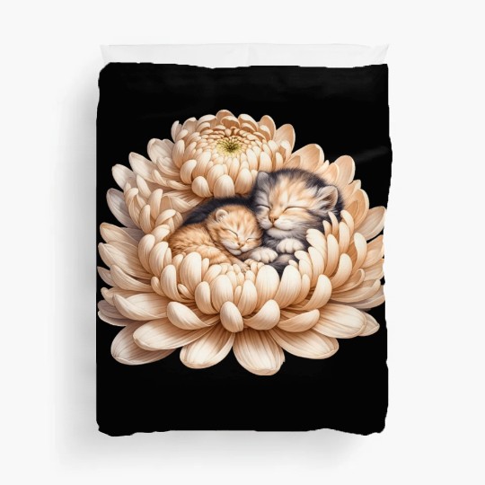 Kittens Sleeping In Flower Duvet Covers