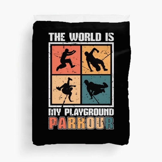 Parkour The World Is My Playground Retro Running Duvet Covers