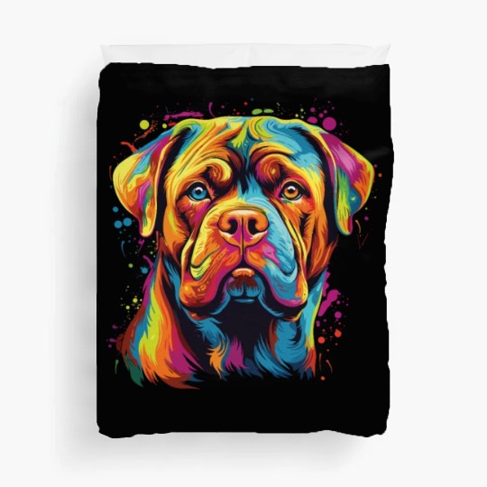 Watercolor Colorful Dogue De Bordeaux Duvet Covers