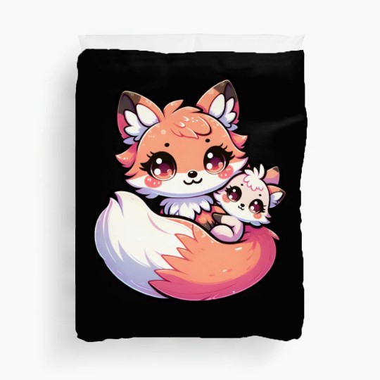 Proud Mother Fox With Her Fox Cub for Mother's Day Duvet Covers