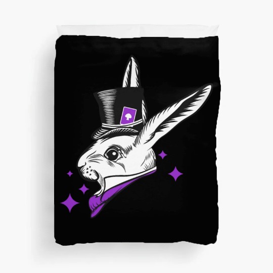 white rabbit head with top hat Duvet Covers