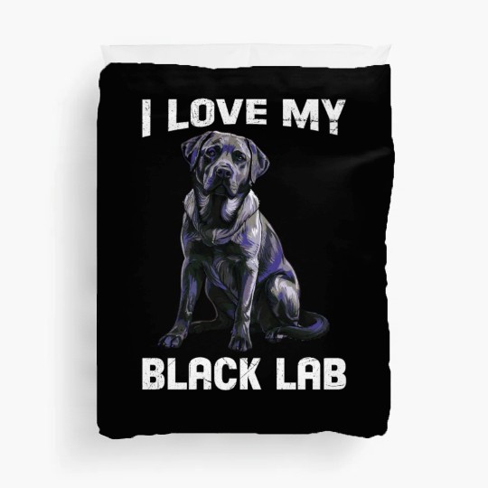 Labrador Lover I LOVE MY BLACK LAB Black Duvet Covers