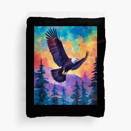 Majestic Eagle Silhouette: Freedom's Colors Duvet Covers