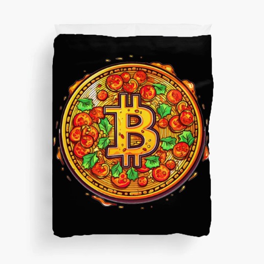 Pizza Bitcoin Funny Mining Crypto Currency Trader Duvet Covers