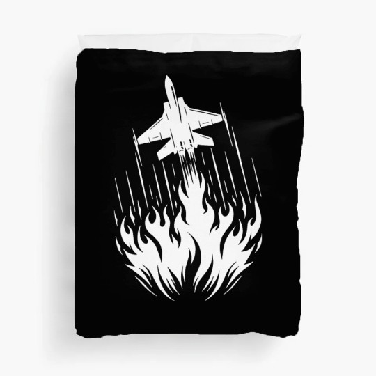 Fighter Jet Model Airplane Fire Flames Flight Duvet Covers
