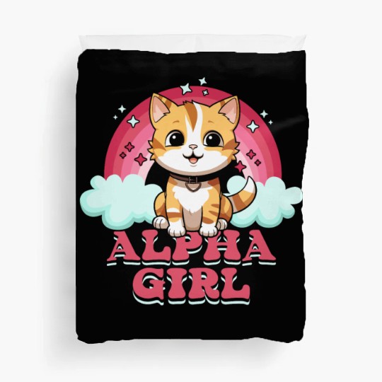 Alpha Girl Pink Rainbow Kitten Lover Pet Owner Duvet Covers