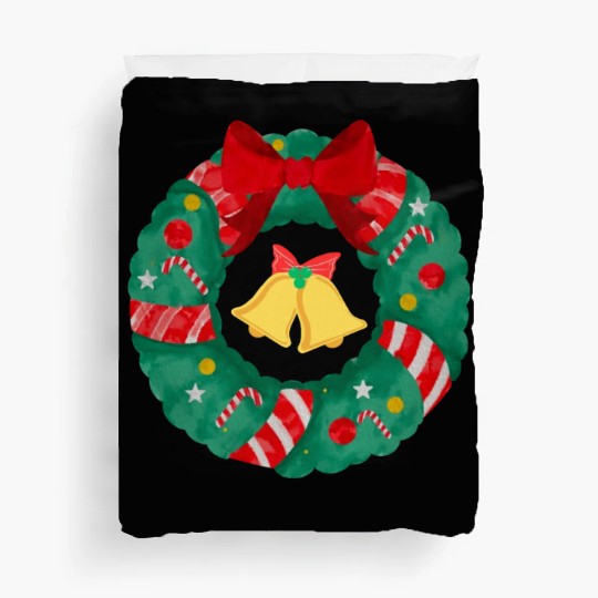 Christmas Wreath with Bells Duvet Covers