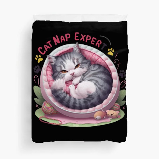 Cat Nap Expert - Funny Cat Outfit! Duvet Covers