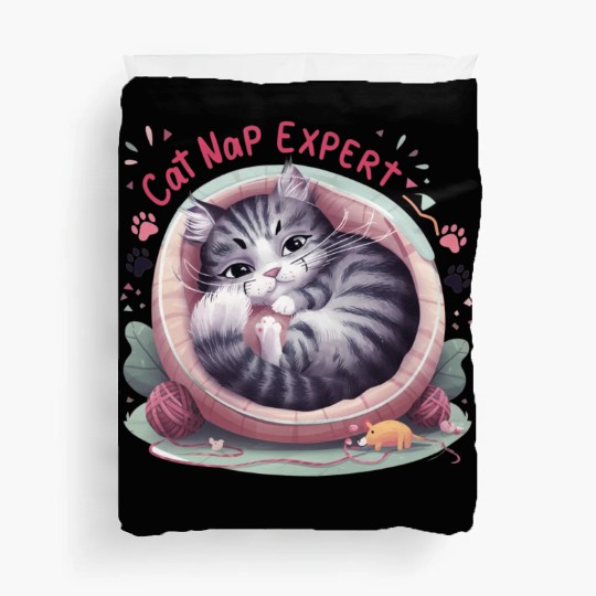 Cat Nap Expert - Funny Cat Outfit! Duvet Covers