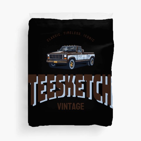 retro car with teesketch logo | old school Duvet Covers