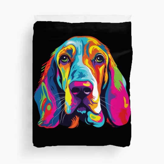 Watercolor Colorful Basset Hound Duvet Covers