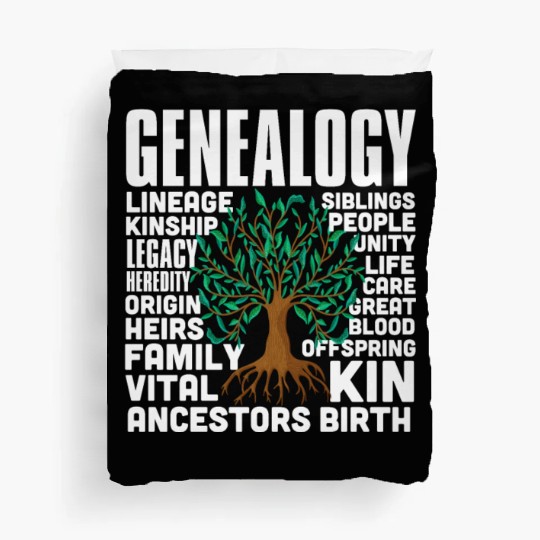 Genealogy Word Cloud Family Ancestry Genealogist Duvet Covers
