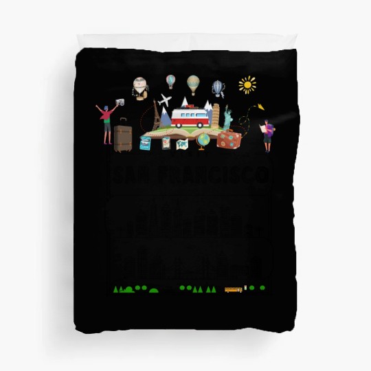 Unique San Francisco USA Travel Guide City Map Duvet Covers