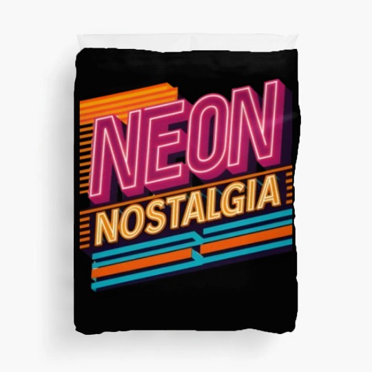 Neon Nostalgia: Pay homage to the retro neon aesth Duvet Covers