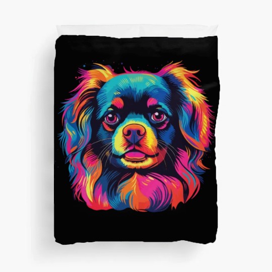 Watercolor Colorful Tibetan Spaniel Duvet Covers
