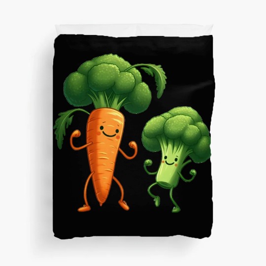 Carrot Dancing with Broccoli Duvet Covers