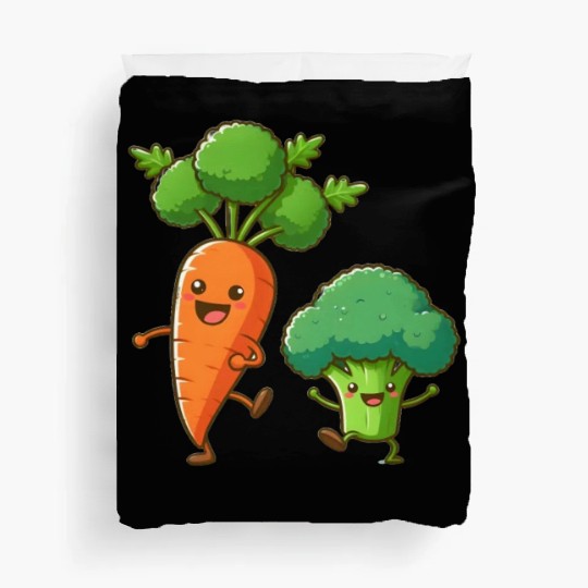 Carrot Dancing with Broccoli Duvet Covers