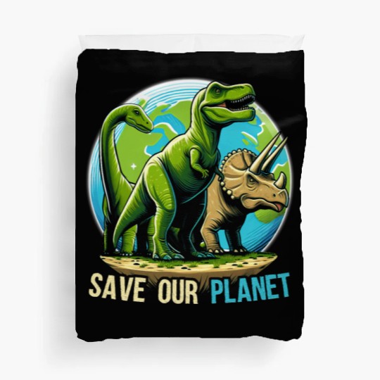 Save Our Planet Dinosaurs Kid Cute Earth Day Boys Duvet Covers