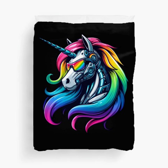 Cool Cyborg Unicorn Rainbow Duvet Covers