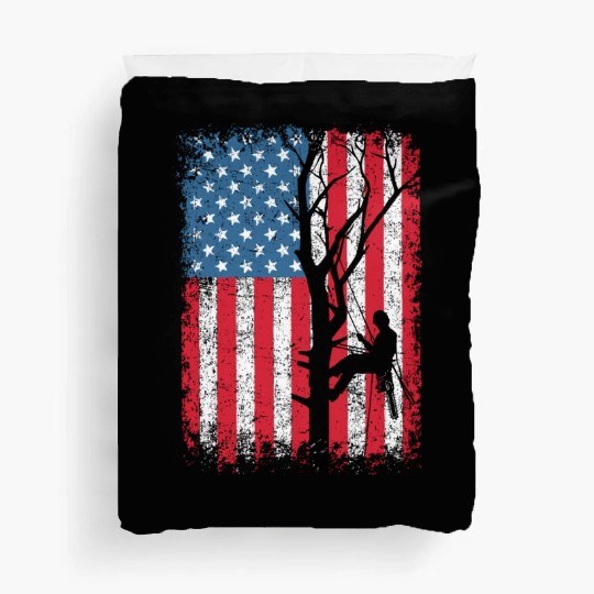 American Flag Arborist Gift For Men Cool Tree Love Duvet Covers