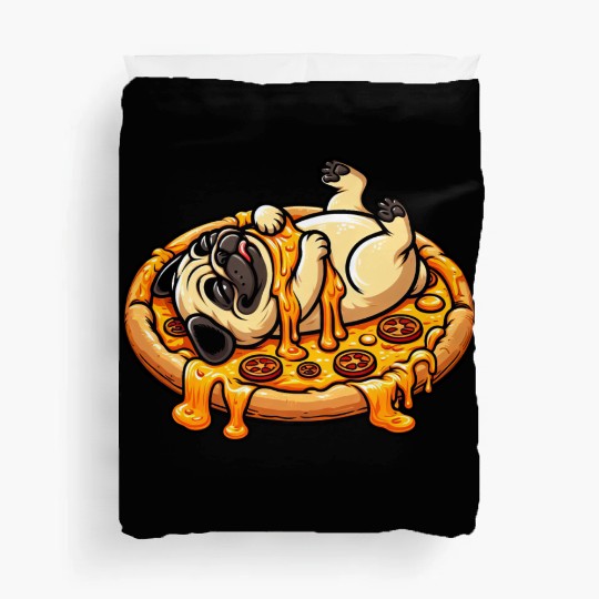 Pug & Pizza: A Cheese Celebration for Lovers Duvet Covers
