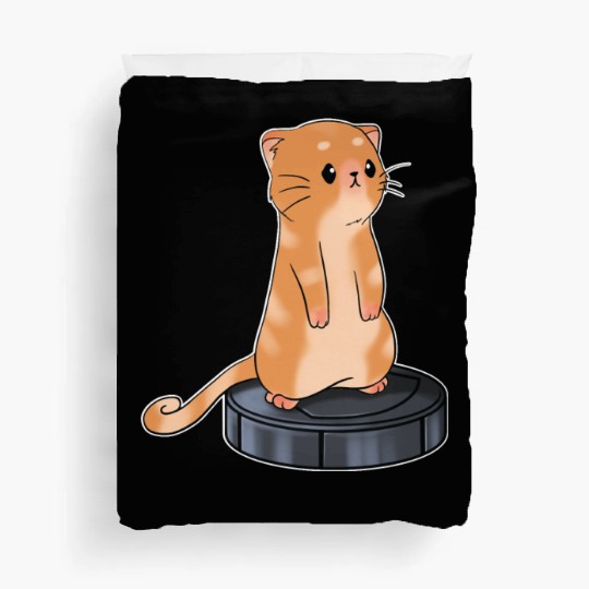 Cat With Robot Vacuum Cleaner Duvet Covers