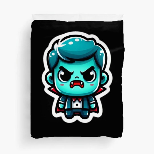 Aquatic Fury: Angry Aqua Vampire Duvet Covers