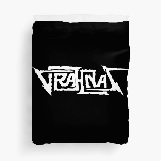 Vrahnas logo white trans Duvet Covers