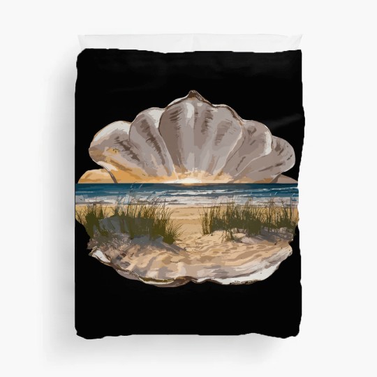 Seashell Beach Scene Serene Ocean Landscape Duvet Covers
