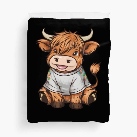 Cute Baby Highland Cow Graphic Highland Cattle Duvet Covers