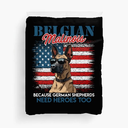 USA BELGIAN MALINOIS STEARING UP American Duvet Covers