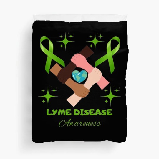 Lime Green Ribbon Lyme Disease Awareness Duvet Covers