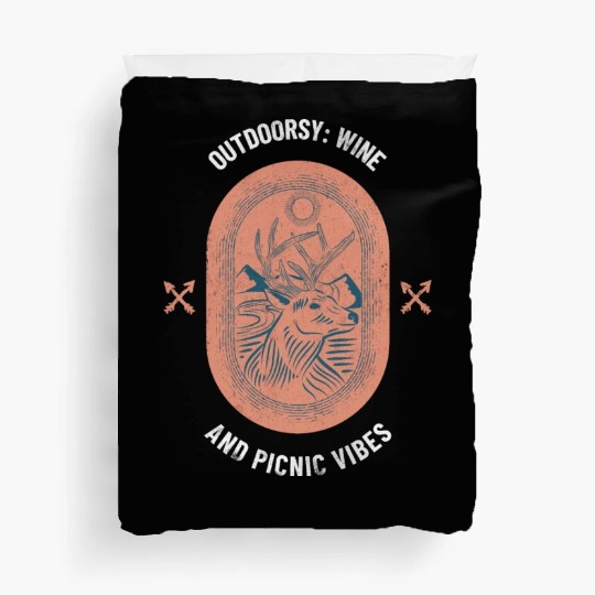 Outdoorsy Wine And Picnic Vibes Camping Women Duvet Covers