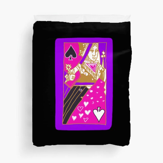 Purple Queen Of Spades Playing Card Duvet Covers