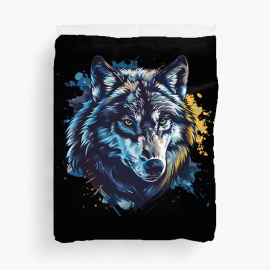 Alpha Wolf Paint Splash Duvet Covers