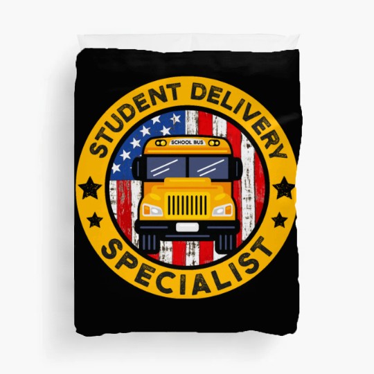 School Bus Driver American Flag School Bus Driver Duvet Covers