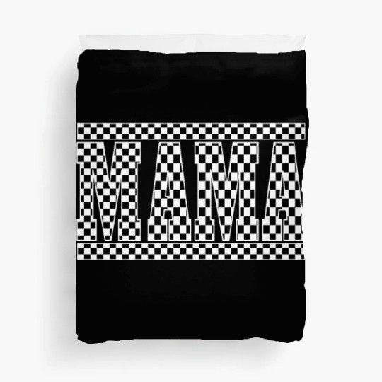 Funny Checkered Black and White Mama Race Women Duvet Covers