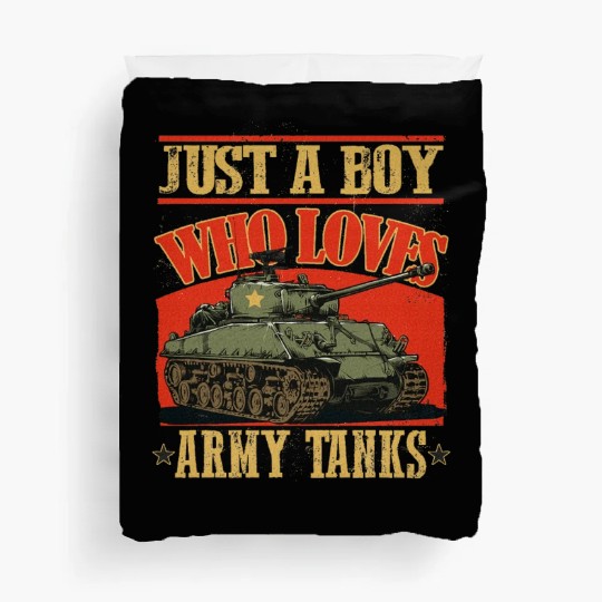 Just a Boy Who Loves Army Tanks a World War 2 Duvet Covers