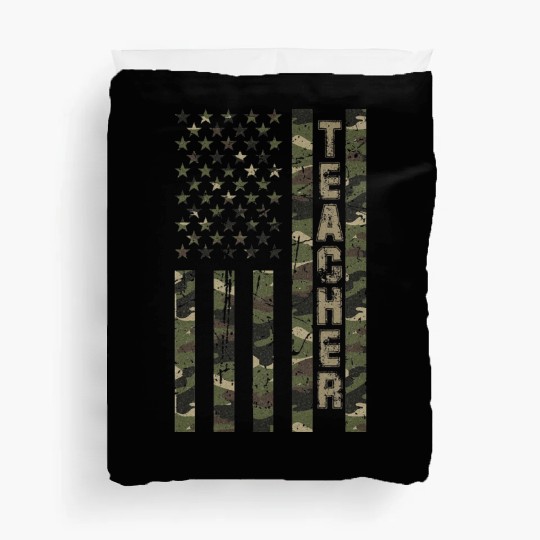 Teacher United States Distressed Camo Duvet Covers