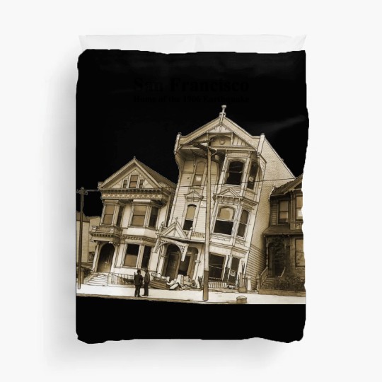 San Francisco 1906 Earthquake Illustration URM Duvet Covers