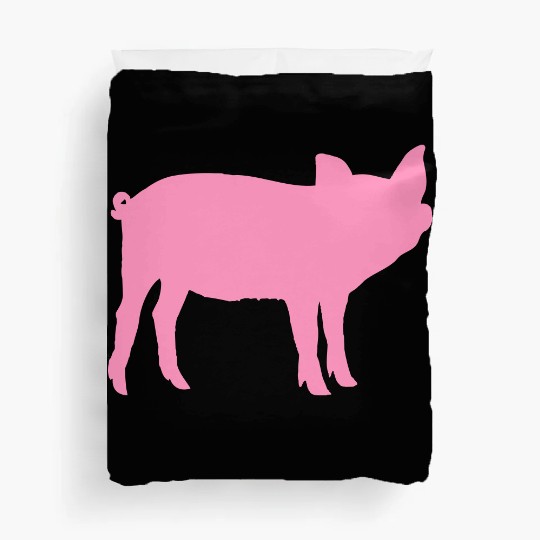 Pig Silhouette I Love pigs pink piggy piglet Duvet Covers