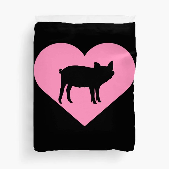 I Love Pigs pig heart piggy piglet silhouette Duvet Covers