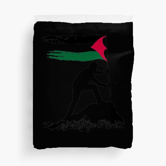 free palestine standing flag silhouette Duvet Covers