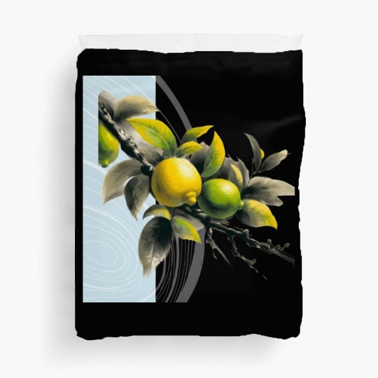 Green and yellow lemon Duvet Covers