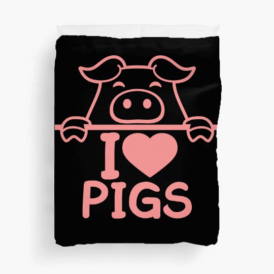 I Love Pigs pig heart piggy piglet comic funny Duvet Covers