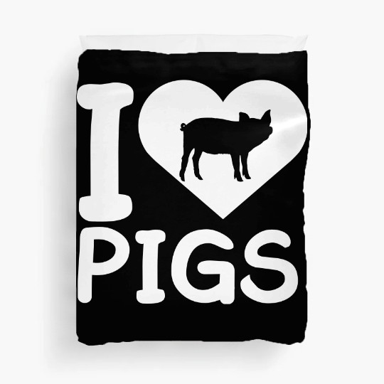 I Love Pigs pig heart piggy piglet Silhouette Duvet Covers