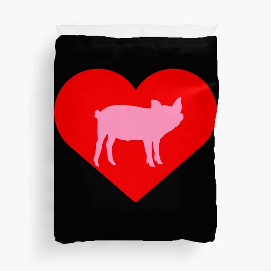 I Love Pigs pig heart piggy piglet silhouette Duvet Covers