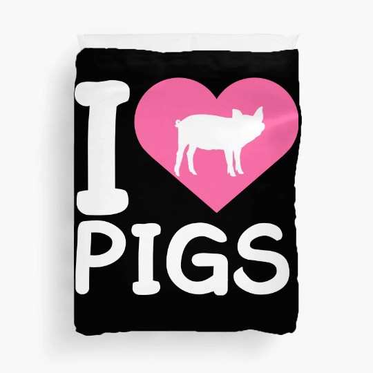 I Love Pigs pig heart piggy piglet silhouette Duvet Covers