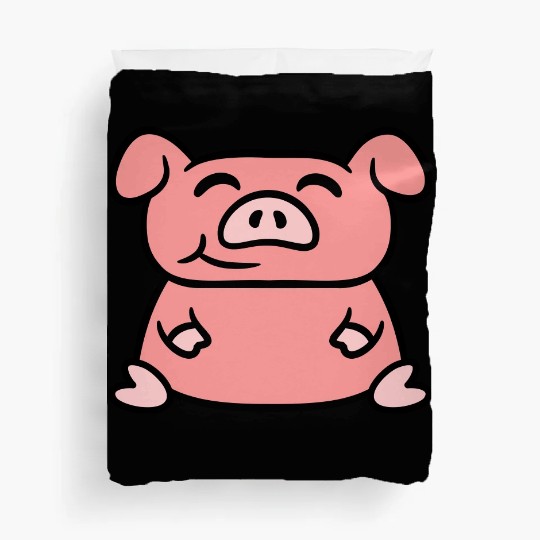 Little cute piggy sit pig piglet fat chubby animal Duvet Covers