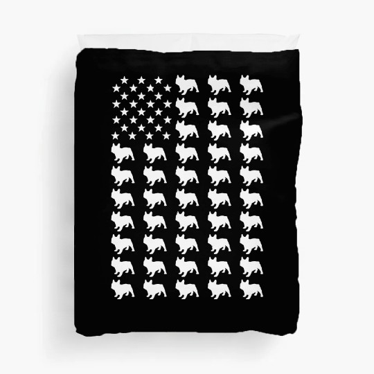 US Flag Silhouette French Bulldog 4th Of July Duvet Covers